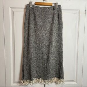 Wool Blend Fringed Skirt